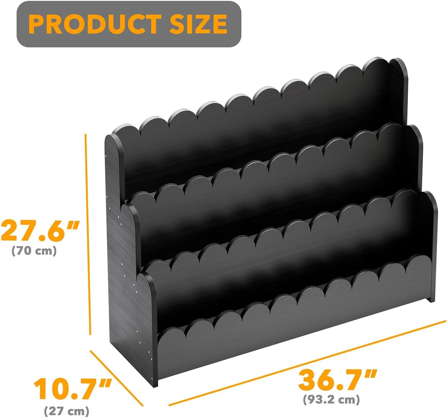 قفسه کتاب سه طبقه SpaceAid، قفسه کتاب مونته سوری برای کودکان نوپا، مبلمان چوبی قفسه کتاب برای اتاق کودک، اتاق بازی، مهد کودک و کلاس درس، عرض 93 سانتی متر، مشکی