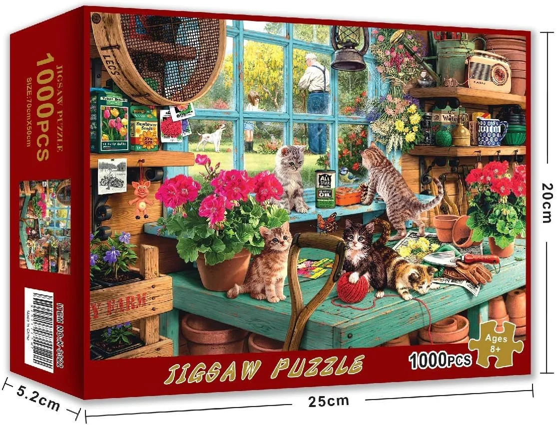 پازل 1000 تکه هونگمینگ، بازی آموزشی برای بزرگسالان، نوجوانان و کودکان، پازل بزرگ (گربه پشت پنجره) پازل 1000 تکه هونگمینگ، بازی آموزشی برای بزرگسالان، نوجوانان و کودکان، پازل بزرگ (گربه پشت پنجره)