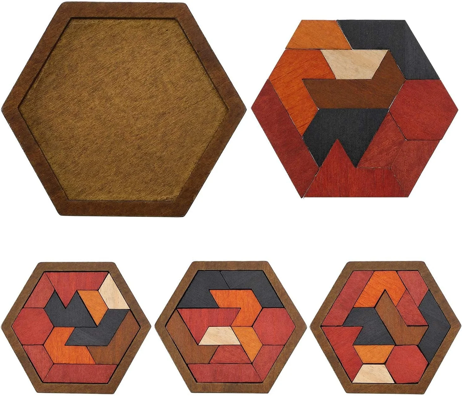 پازل تانگرام شش ضلعی خرسی مومو، پازل چوبی برای کودکان و بزرگسالان، پازل های چالش برانگیز، بازی های پازلی قابل حمل خانوادگی، بازی فکری