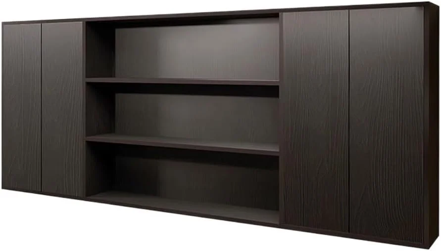 قفسه کتاب دیواری مشکی با درب کابینت، قفسه ذخیره سازی چند محفظه ای از جنس تخته مصنوعی، آویز مجله آشپزخانه قفسه کتاب دیواری مشکی با درب کابینت، قفسه ذخیره سازی چند محفظه ای از جنس تخته مصنوعی، آویز مجله آشپزخانه