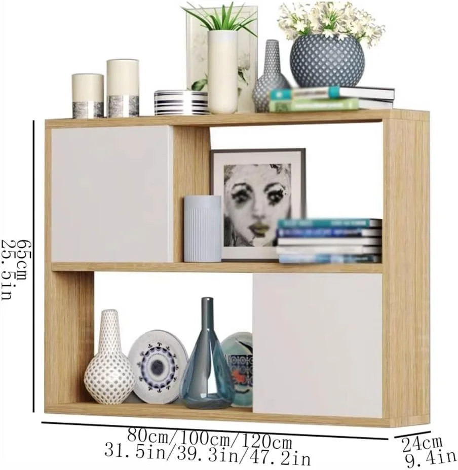 قفسه کتاب دیواری چهار طبقه، چوبی با درب کابینت، قفسه سازمان دهنده اتاق خواب، قفسه ذخیره سازی آشپزخانه و اتاق نشیمن (L80xW24xH65 سانتی متر) قفسه کتاب دیواری چهار طبقه، چوبی با درب کابینت، قفسه سازمان دهنده اتاق خواب، قفسه ذخیره سازی آشپزخانه و اتاق نشیمن (L80xW24xH65 سانتی متر)