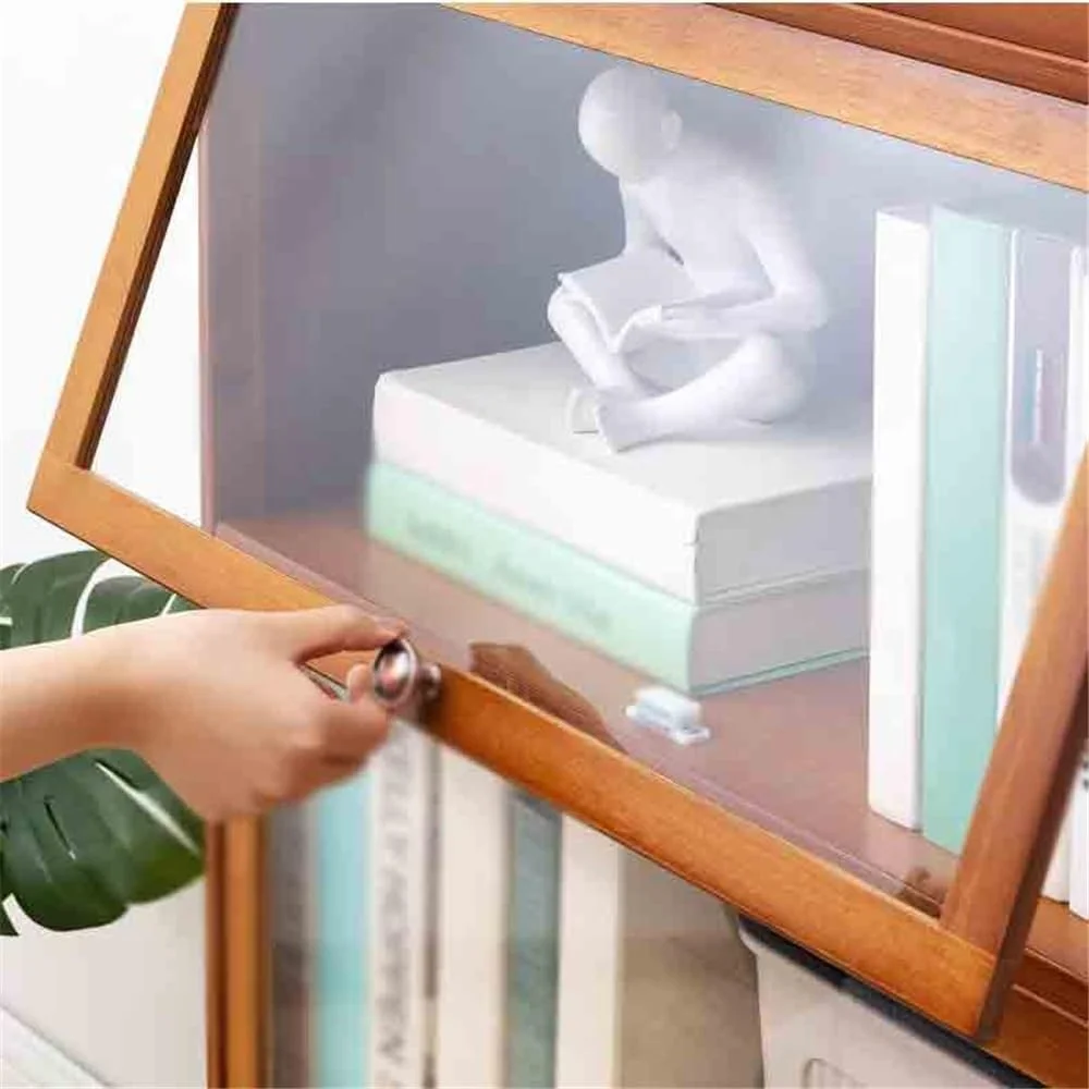 قفسه کتاب رومیزی دو طبقه بامبو، با درب پلاستیکی شفاف معلق، قفسه نمایش کتاب اداری (L60xW32xH73 سانتی متر) قفسه کتاب رومیزی دو طبقه بامبو، با درب پلاستیکی شفاف معلق، قفسه نمایش کتاب اداری (L60xW32xH73 سانتی متر)