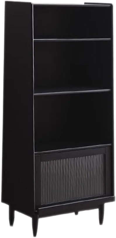 کتابخانه چند لایه مشکی با پایه، با درب شیشه ای فشاری داخلی وارونه، قفسه چوبی سازمان دهنده کتاب لوازم التحریر کتابخانه چند لایه مشکی با پایه، با درب شیشه ای فشاری داخلی وارونه، قفسه چوبی سازمان دهنده کتاب لوازم التحریر