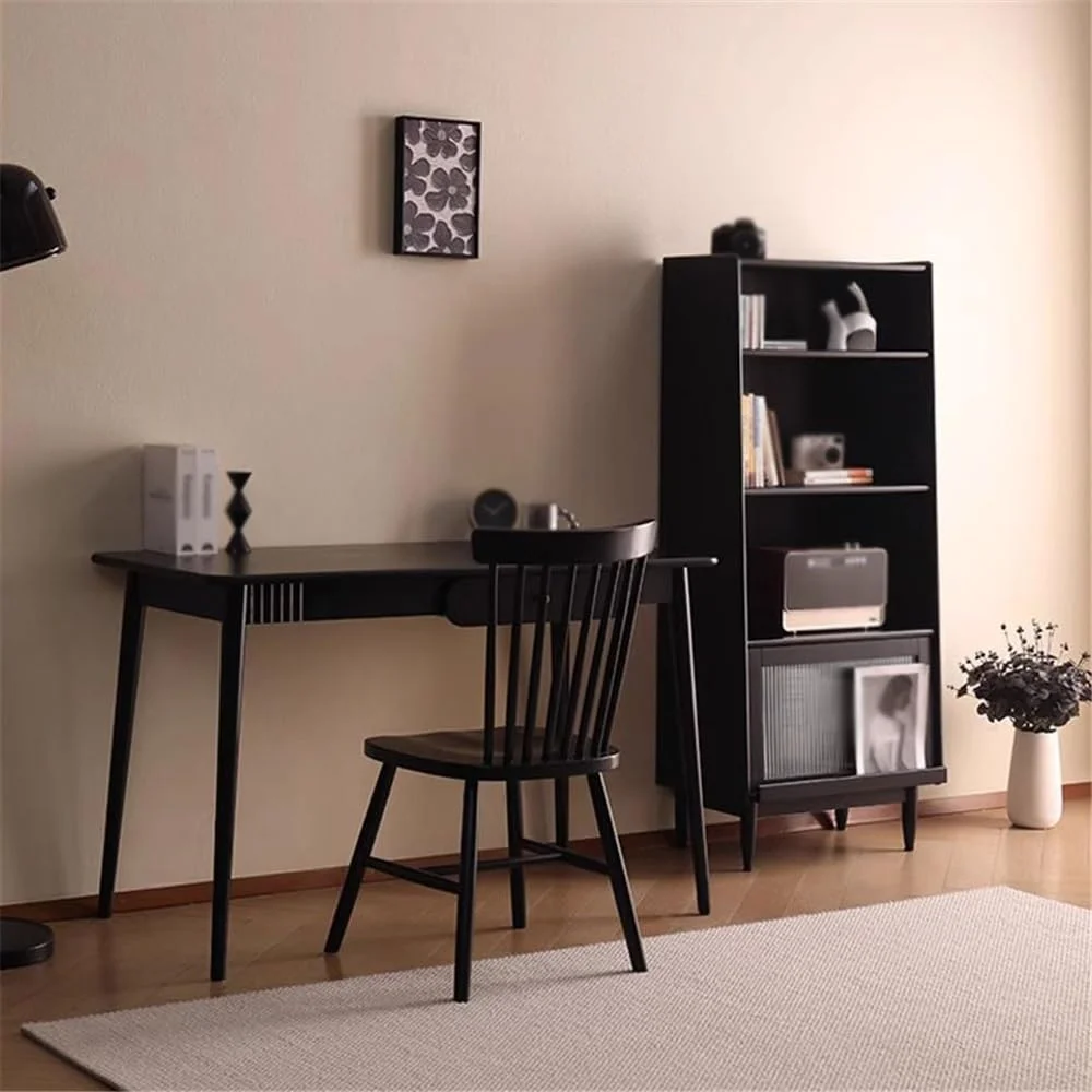 کتابخانه چند لایه مشکی با پایه، با درب شیشه ای فشاری داخلی وارونه، قفسه چوبی سازمان دهنده کتاب لوازم التحریر کتابخانه چند لایه مشکی با پایه، با درب شیشه ای فشاری داخلی وارونه، قفسه چوبی سازمان دهنده کتاب لوازم التحریر