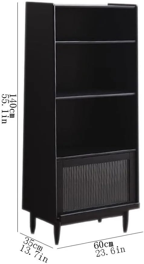 کتابخانه چند لایه مشکی با پایه، با درب شیشه ای فشاری داخلی وارونه، قفسه چوبی سازمان دهنده کتاب لوازم التحریر کتابخانه چند لایه مشکی با پایه، با درب شیشه ای فشاری داخلی وارونه، قفسه چوبی سازمان دهنده کتاب لوازم التحریر