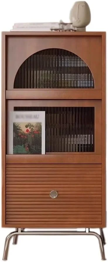 قفسه کتاب محفظه دار با درب شیشه ای لولایی، قفسه کتاب چوبی با پایه های استیل ضد زنگ، برای قفسه نگهداری اتاق نشیمن و دفتر کار قفسه کتاب محفظه دار با درب شیشه ای لولایی، قفسه کتاب چوبی با پایه های استیل ضد زنگ، برای قفسه نگهداری اتاق نشیمن و دفتر کار