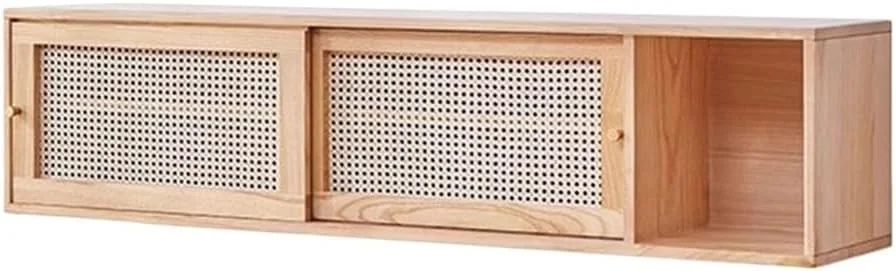 قفسه کتاب دیواری آویز با درب بافته شده از تاک، کابینت ذخیره سازی چوبی نصب شده، برای قفسه نمایش سازمان دهنده منزل اداری قفسه کتاب دیواری آویز با درب بافته شده از تاک، کابینت ذخیره سازی چوبی نصب شده، برای قفسه نمایش سازمان دهنده منزل اداری