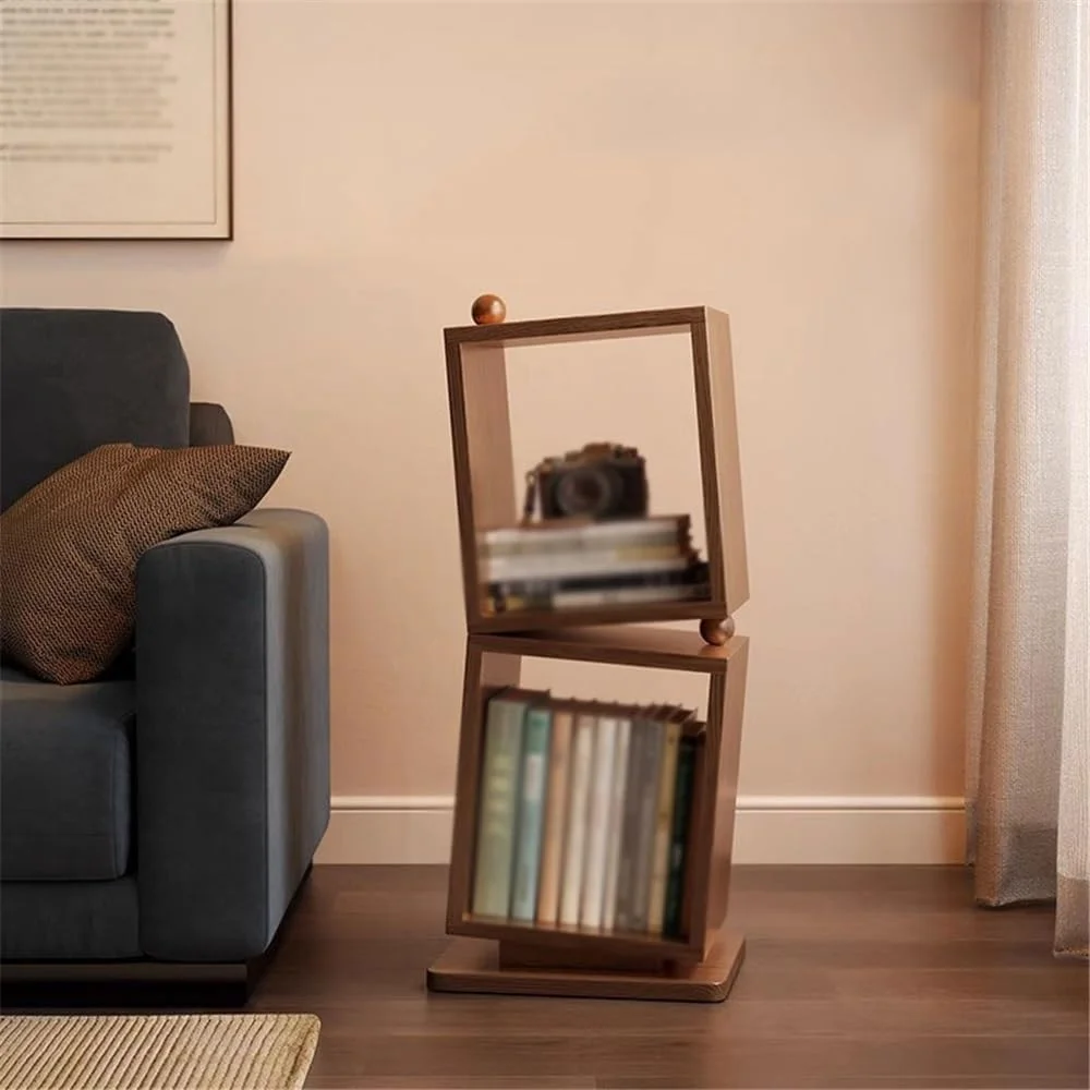 قفسه کتاب ایستاده دو طرفه، قفسه چوبی تزئینی برای کتاب های اداری، دارای 2 محفظه برای نگهداری و نمایش خانگی قفسه کتاب ایستاده دو طرفه، قفسه چوبی تزئینی برای کتاب های اداری، دارای 2 محفظه برای نگهداری و نمایش خانگی