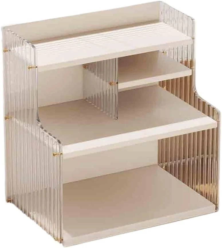 قفسه کتاب رومیزی سفید با سازمان دهنده تخته متراکم، دارای قفسه نمایشگر ذخیره سازی با موانع پلاستیکی، برای اتاق نشیمن، دفتر کار، مطالعه (L34xW23xH35 سانتی متر) قفسه کتاب رومیزی سفید با سازمان دهنده تخته متراکم، دارای قفسه نمایشگر ذخیره سازی با موانع پلاستیکی، برای اتاق نشیمن، دفتر کار، مطالعه (L34xW23xH35 سانتی متر)