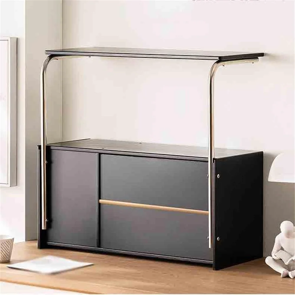 قفسه کتاب رومیزی چند طبقه بامبو مشکی، با قفسه ذخیره سازی درب کشویی پلاستیکی، برای قفسه نمایشگر سازمان دهنده کتاب های اداری قفسه کتاب رومیزی چند طبقه بامبو مشکی، با قفسه ذخیره سازی درب کشویی پلاستیکی، برای قفسه نمایشگر سازمان دهنده کتاب های اداری