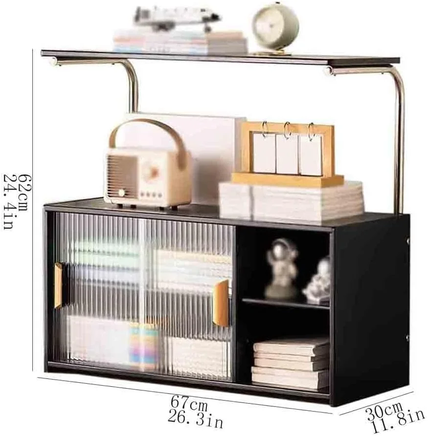 قفسه کتاب رومیزی چند طبقه بامبو مشکی، با قفسه ذخیره سازی درب کشویی پلاستیکی، برای قفسه نمایشگر سازمان دهنده کتاب های اداری قفسه کتاب رومیزی چند طبقه بامبو مشکی، با قفسه ذخیره سازی درب کشویی پلاستیکی، برای قفسه نمایشگر سازمان دهنده کتاب های اداری