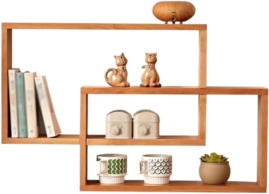 قفسه کتاب دیواری شناور، قفسه کتاب چوبی حلقه دوتایی تزئینی، برای قفسه نمایش اتاق نشیمن، مطالعه، دفتر کار قفسه کتاب دیواری شناور، قفسه کتاب چوبی حلقه دوتایی تزئینی، برای قفسه نمایش اتاق نشیمن، مطالعه، دفتر کار