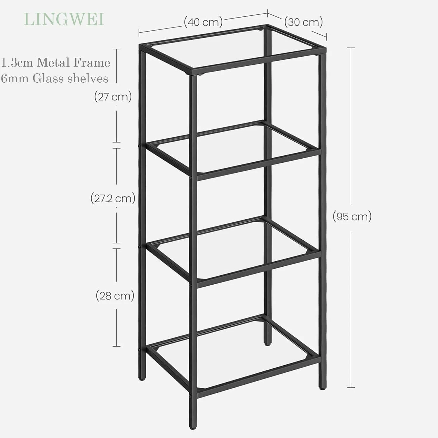 قفسه کتاب 4 طبقه LINGWEI، قفسه کتاب باریک شیشه ای با طبقات شیشه ای سکوریت و قاب فلزی، قفسه نمایش مدرن برای اتاق خواب، اتاق نشیمن، دفتر کار خانگی (مشکی) قفسه کتاب 4 طبقه LINGWEI، قفسه کتاب باریک شیشه ای با طبقات شیشه ای سکوریت و قاب فلزی، قفسه نمایش مدرن برای اتاق خواب، اتاق نشیمن، دفتر کار خانگی (مشکی)