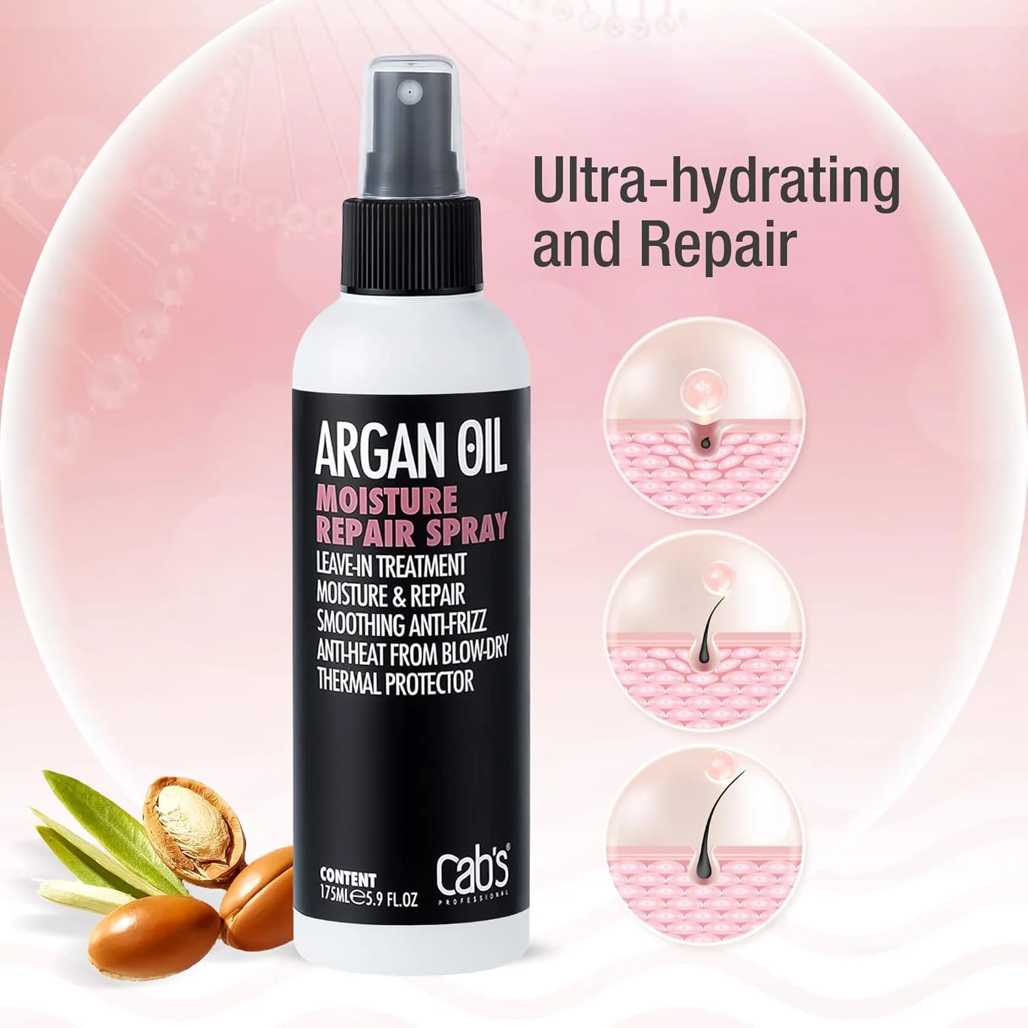 اسپری محافظ حرارت روغن آرگان مراکشی برای مو | محافظ حرارتی برای بانوان، درمان محافظت کننده مو در برابر حرارت برای موهای خشک و آسیب دیده - فاقد پارابن، 175 میلی لیتر