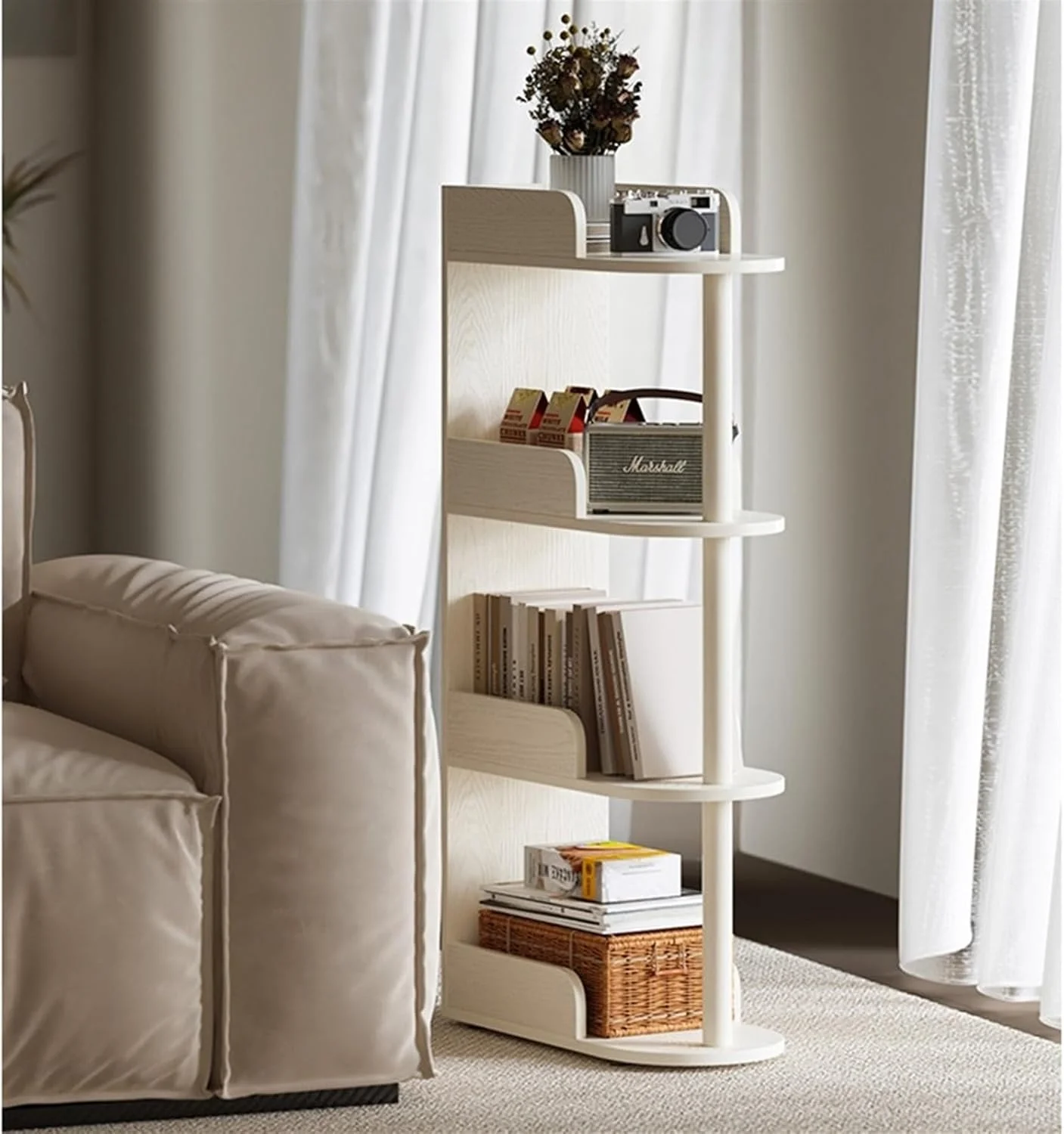 قفسه کتاب کنار مبل، قفسه باریک چوبی جامد، قفسه چند لایه برای نگهداری کتاب، کتابخانه خانگی خلاقانه اتاق نشیمن (104 سانتی متر) قفسه کتاب کنار مبل، قفسه باریک چوبی جامد، قفسه چند لایه برای نگهداری کتاب، کتابخانه خانگی خلاقانه اتاق نشیمن (104 سانتی متر)