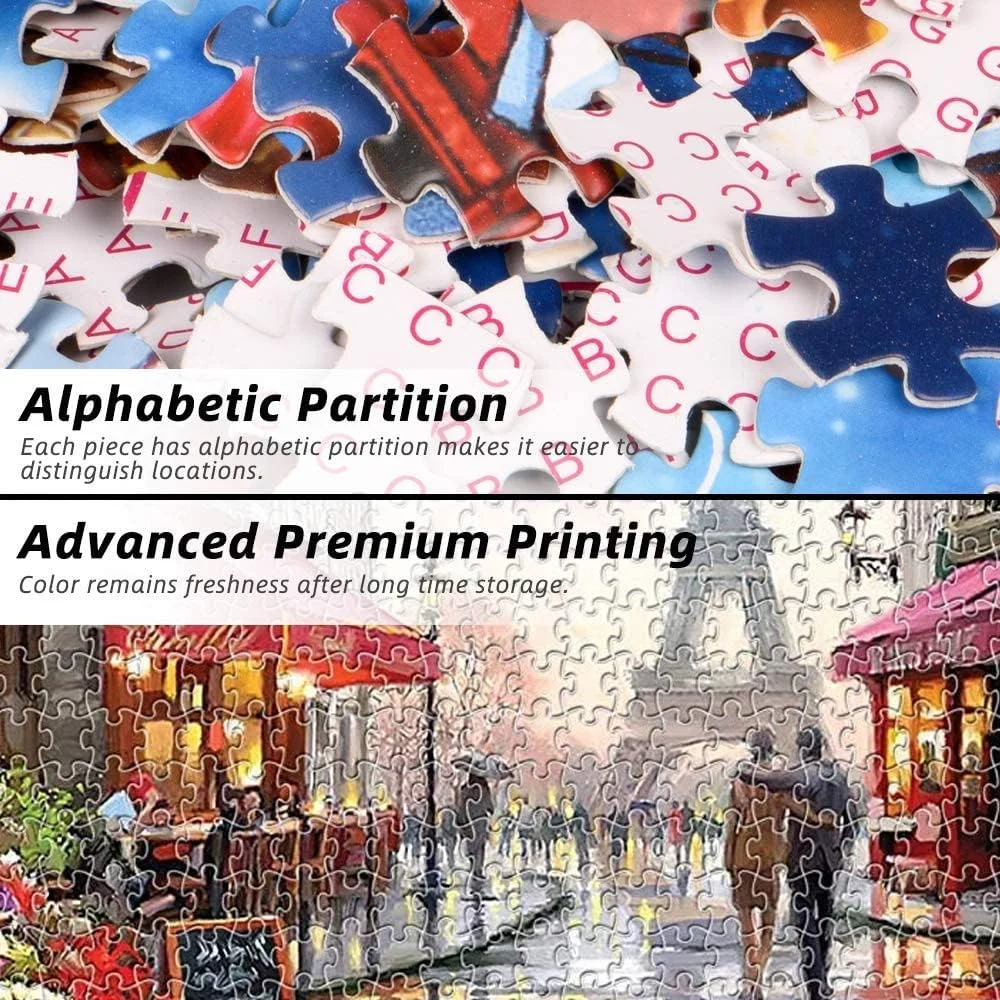 پازل 1000 تکه بزرگسال طرح گل فروشی زیر برج ایفل، بازی پازل سرگرم کننده برای بازی خانوادگی هدیه اسباب بازی