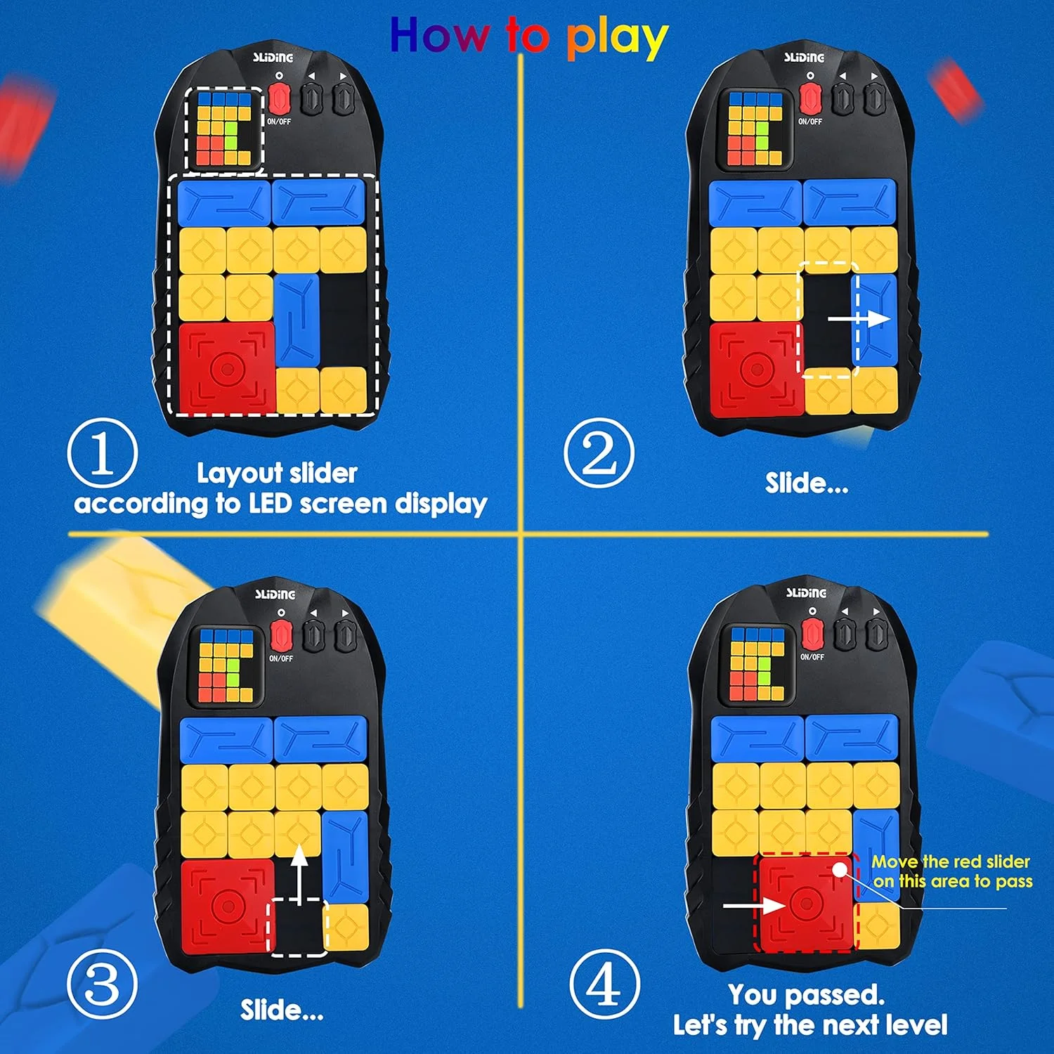 بازی های سوپر اسلاید، بازی های پازل - با بیش از 500 مرحله، بازی های فکری الکترونیکی - اسباب بازی های فیجت مسافرتی، بازی های یادگیری STEM، پازل های فکری سرگرم کننده برای تمام سنین (V2.0)