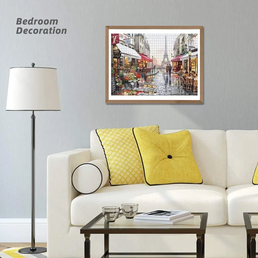 پازل 1000 تکه بزرگسال طرح گل فروشی زیر برج ایفل، بازی پازل سرگرم کننده برای بازی خانوادگی هدیه اسباب بازی