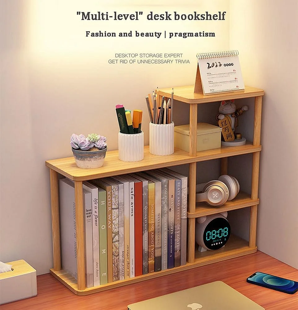 قفسه کتاب چند لایه رومیزی Dreamhousey، قفسه دیواری چوبی با ظرفیت بزرگ روی میز، قفسه سازماندهی آسان دانشجویی، قفسه ذخیره سازی اداری (رنگ چوب)، 001dsgsdg قفسه کتاب چند لایه رومیزی Dreamhousey، قفسه دیواری چوبی با ظرفیت بزرگ روی میز، قفسه سازماندهی آسان دانشجویی، قفسه ذخیره سازی اداری (رنگ چوب)، 001dsgsdg