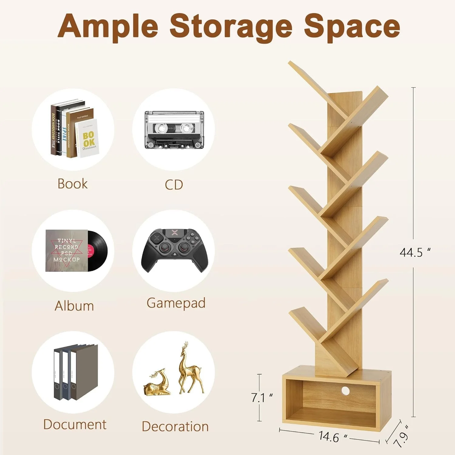 کتابخانه درختی 10 طبقه، قفسه کتاب چوبی کوچک با کابینت ذخیره سازی، کتابخانه باریک و بلند مدرن برای سی دی/فیلم/کتاب، قفسه های سازمان دهنده کتاب برای دفتر خانه، اتاق نشیمن، اتاق خواب (قهوه ای) کتابخانه درختی 10 طبقه، قفسه کتاب چوبی کوچک با کابینت ذخیره سازی، کتابخانه باریک و بلند مدرن برای سی دی/فیلم/کتاب، قفسه های سازمان دهنده کتاب برای دفتر خانه، اتاق نشیمن، اتاق خواب (قهوه ای)