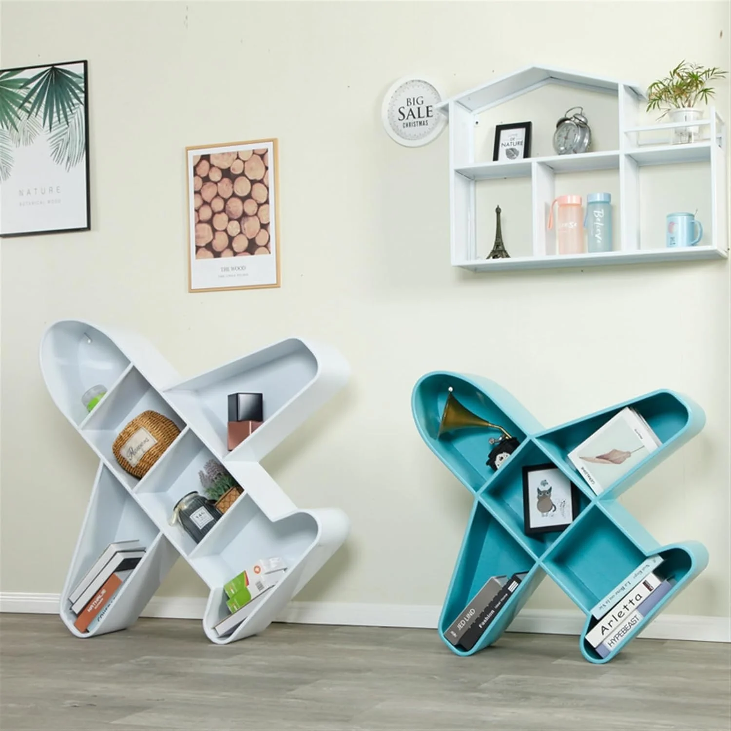 قفسه کتاب خانه خلاق، قفسه ذخیره سازی رومیزی، قفسه کتاب دیواری هنری آهنی (سفید، 80X20X80CM) قفسه کتاب خانه خلاق، قفسه ذخیره سازی رومیزی، قفسه کتاب دیواری هنری آهنی (سفید، 80X20X80CM)