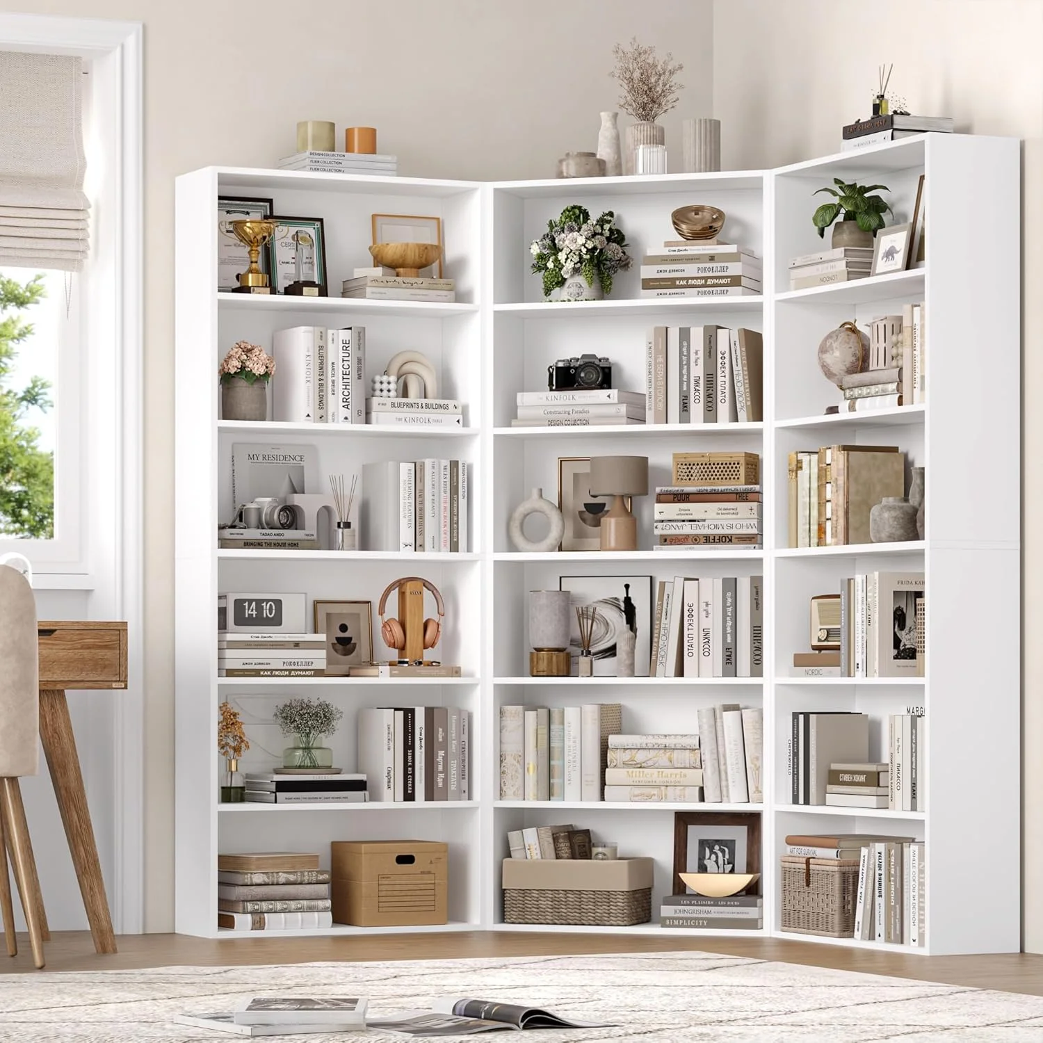 قفسه کتاب FirFurd با شش محفظه، قفسه کتاب چوبی، قفسه ذخیره سازی برای اتاق نشیمن، اتاق مطالعه، چوبی، ۱۸۰x۶۰x۲۳.۵ سانتی متر، سفید قفسه کتاب FirFurd با شش محفظه، قفسه کتاب چوبی، قفسه ذخیره سازی برای اتاق نشیمن، اتاق مطالعه، چوبی، ۱۸۰x۶۰x۲۳.۵ سانتی متر، سفید