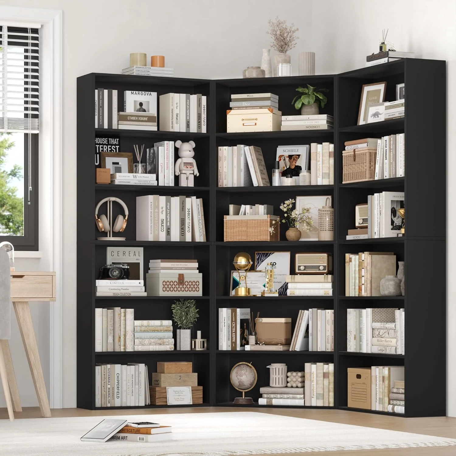 قفسه کتاب FirFurd با 6 محفظه، قفسه کتاب چوبی برای اتاق نشیمن، اتاق مطالعه، چوبی 180 x 60 x 23.5 سانتی متر، مشکی قفسه کتاب FirFurd با 6 محفظه، قفسه کتاب چوبی برای اتاق نشیمن، اتاق مطالعه، چوبی 180 x 60 x 23.5 سانتی متر، مشکی