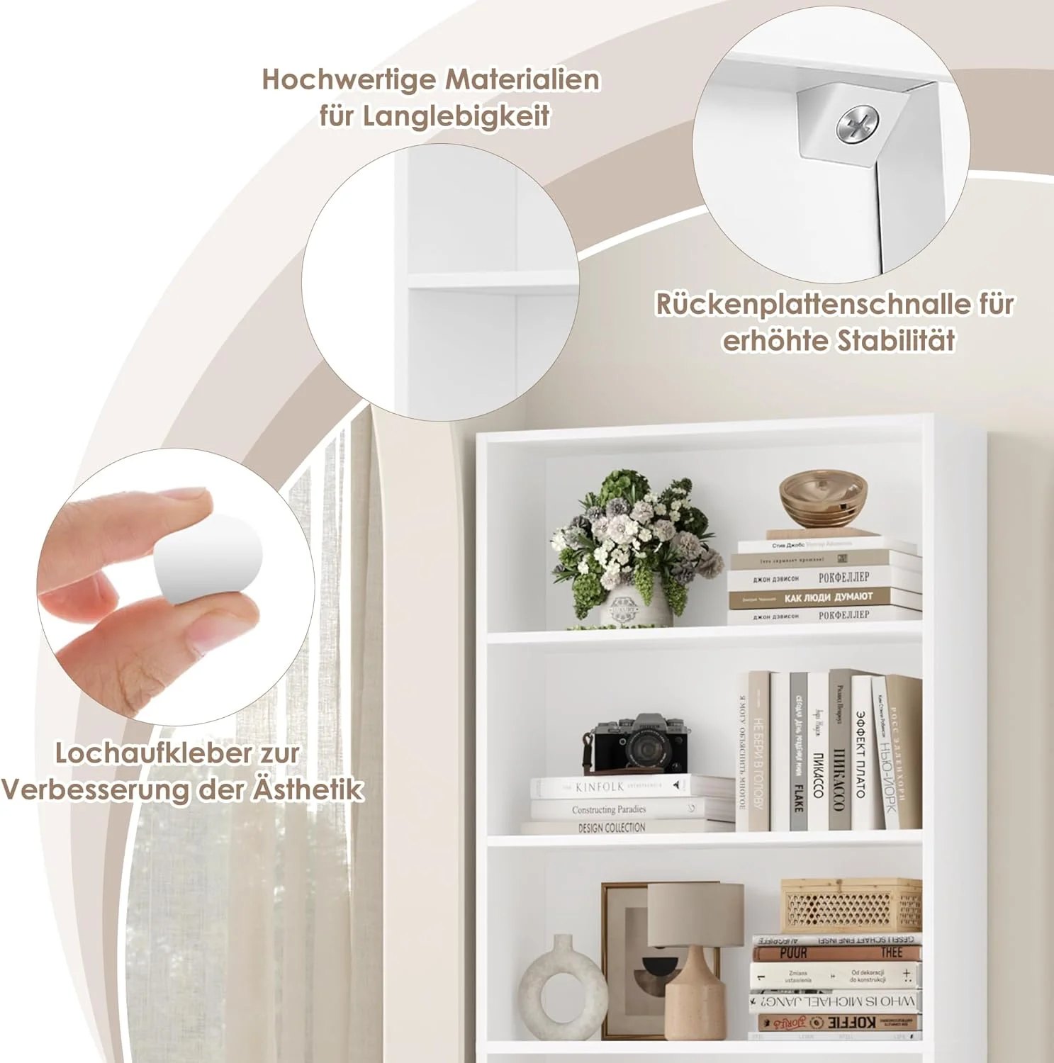 قفسه کتاب FirFurd با شش محفظه، قفسه کتاب چوبی، قفسه ذخیره سازی برای اتاق نشیمن، اتاق مطالعه، چوبی، ۱۸۰x۶۰x۲۳.۵ سانتی متر، سفید قفسه کتاب FirFurd با شش محفظه، قفسه کتاب چوبی، قفسه ذخیره سازی برای اتاق نشیمن، اتاق مطالعه، چوبی، ۱۸۰x۶۰x۲۳.۵ سانتی متر، سفید