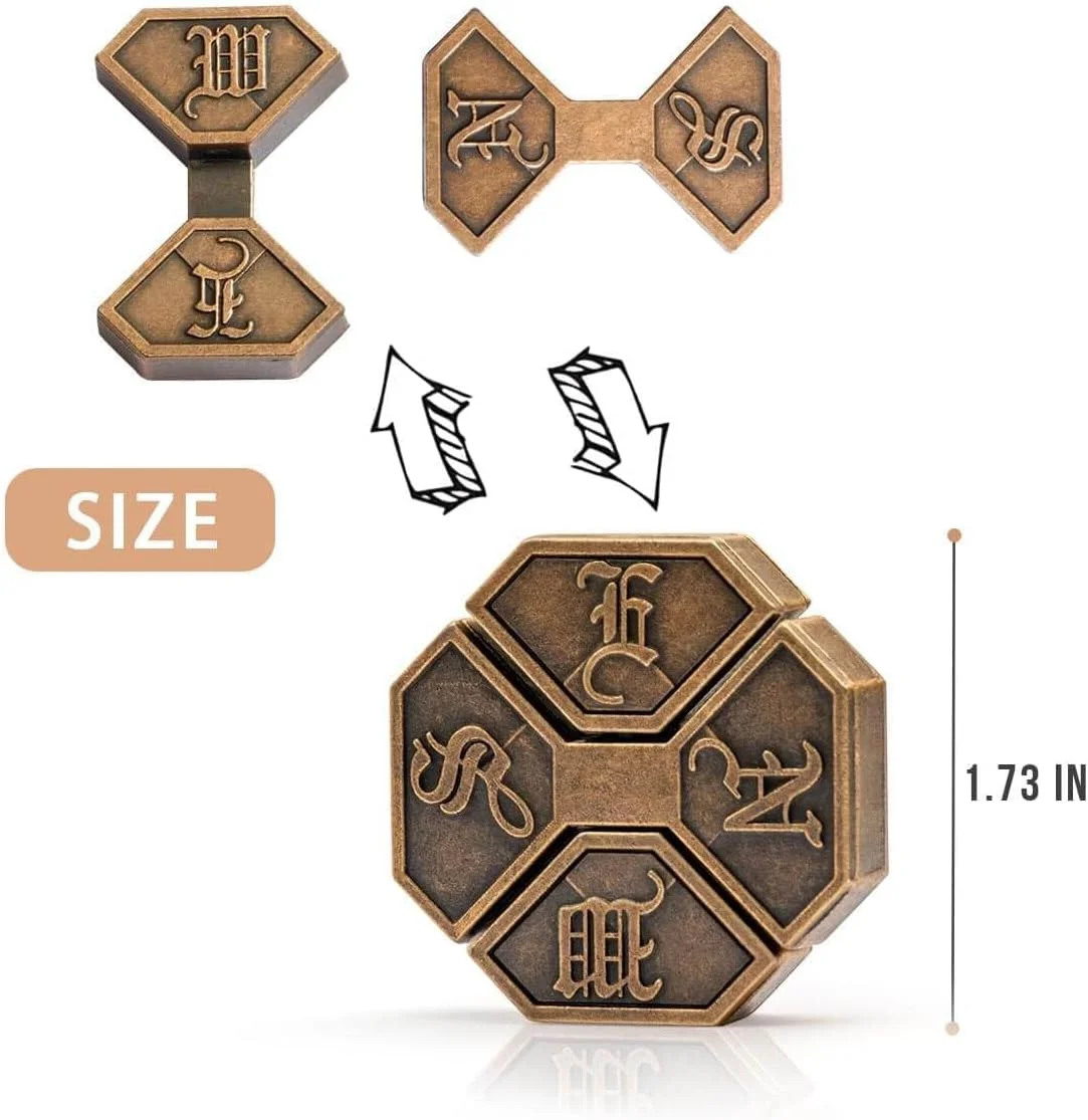 مجموعه پازل فکری فلزی 4 عددی - بازی های فکری سه بعدی برای بزرگسالان و نوجوانان، چالش منطق و هوش - هدیه آموزشی برای حل کنندگان مسئله