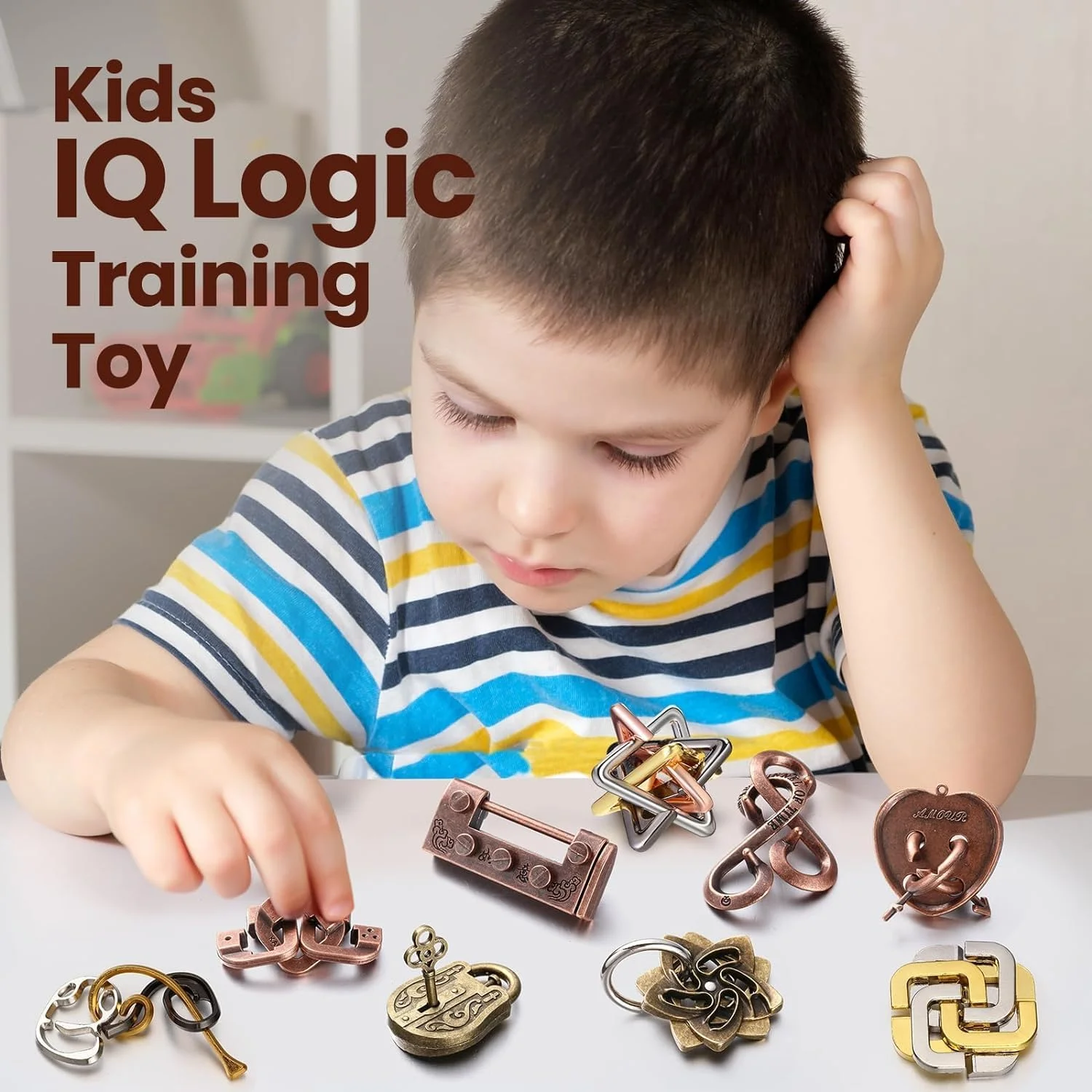 پازل های فکری نالاکال، پازل فلزی سه بعدی فولادی برای بزرگسالان، پازل درهم قفل شونده، اسباب بازی های پازل هوشمند آموزشی IQ بزرگسالان 9 عددی