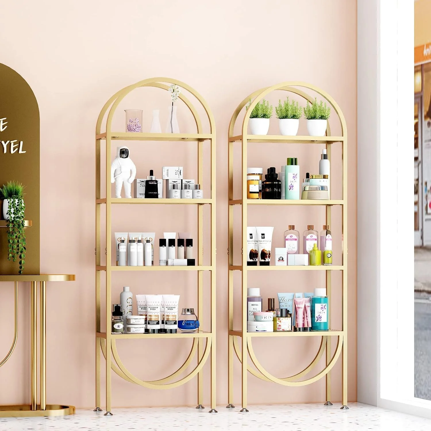 قفسه کتاب فلزی مدرن LINGWEI با طبقات شیشه ای شفاف - ارتفاع 170 سانتی متر، قفسه ذخیره سازی 4 طبقه - قفسه کتاب شیشه ای فلزی حمام قفسه کتاب فلزی مدرن LINGWEI با طبقات شیشه ای شفاف - ارتفاع 170 سانتی متر، قفسه ذخیره سازی 4 طبقه - قفسه کتاب شیشه ای فلزی حمام