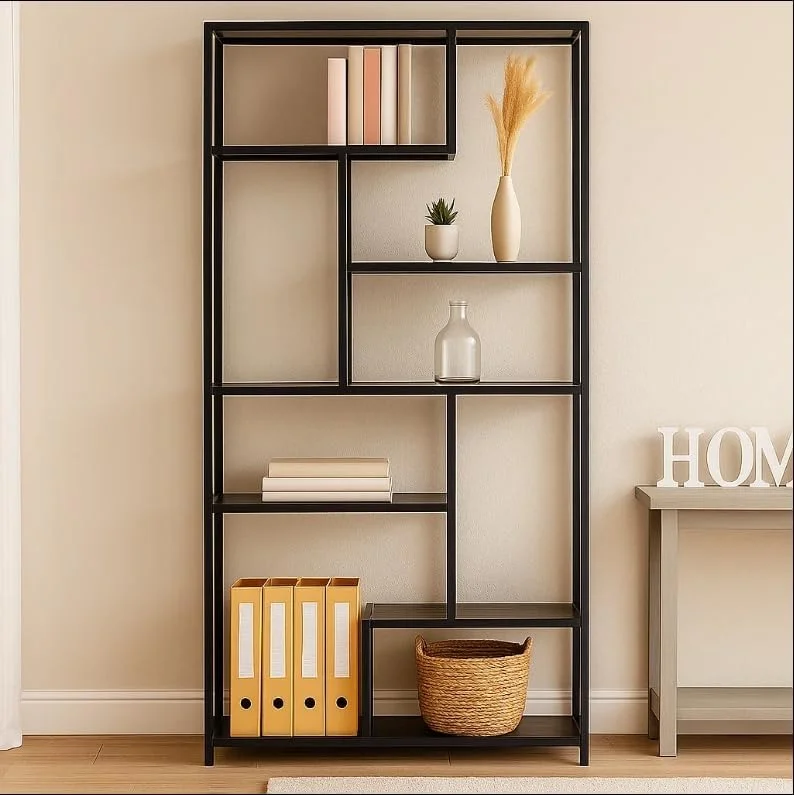 قفسه کتاب 6 طبقه بلند LINGWEI، قفسه نگهداری فلزی و شیشه ای، قفسه نمایش مدرن برای اتاق نشیمن، اتاق خواب، دفتر، آشپزخانه، طلایی متالیک، 80x180x30 سانتی متر (مشکی) قفسه کتاب 6 طبقه بلند LINGWEI، قفسه نگهداری فلزی و شیشه ای، قفسه نمایش مدرن برای اتاق نشیمن، اتاق خواب، دفتر، آشپزخانه، طلایی متالیک، 80x180x30 سانتی متر (مشکی)