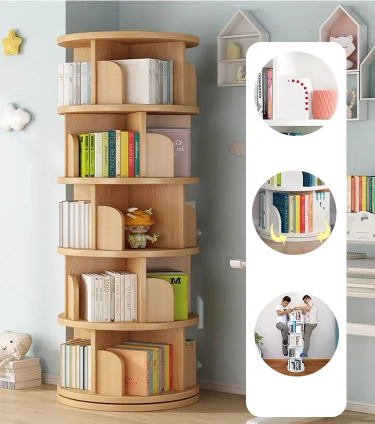 قفسه کتاب چرخشی 5 طبقه LIMOS، قفسه کتاب گردان 360 درجه، قفسه نمایشگر ذخیره سازی کتاب، قفسه های ایستاده با بافل برای اتاق خواب و اتاق نشیمن (چوبی 5 طبقه) قفسه کتاب چرخشی 5 طبقه LIMOS، قفسه کتاب گردان 360 درجه، قفسه نمایشگر ذخیره سازی کتاب، قفسه های ایستاده با بافل برای اتاق خواب و اتاق نشیمن (چوبی 5 طبقه)