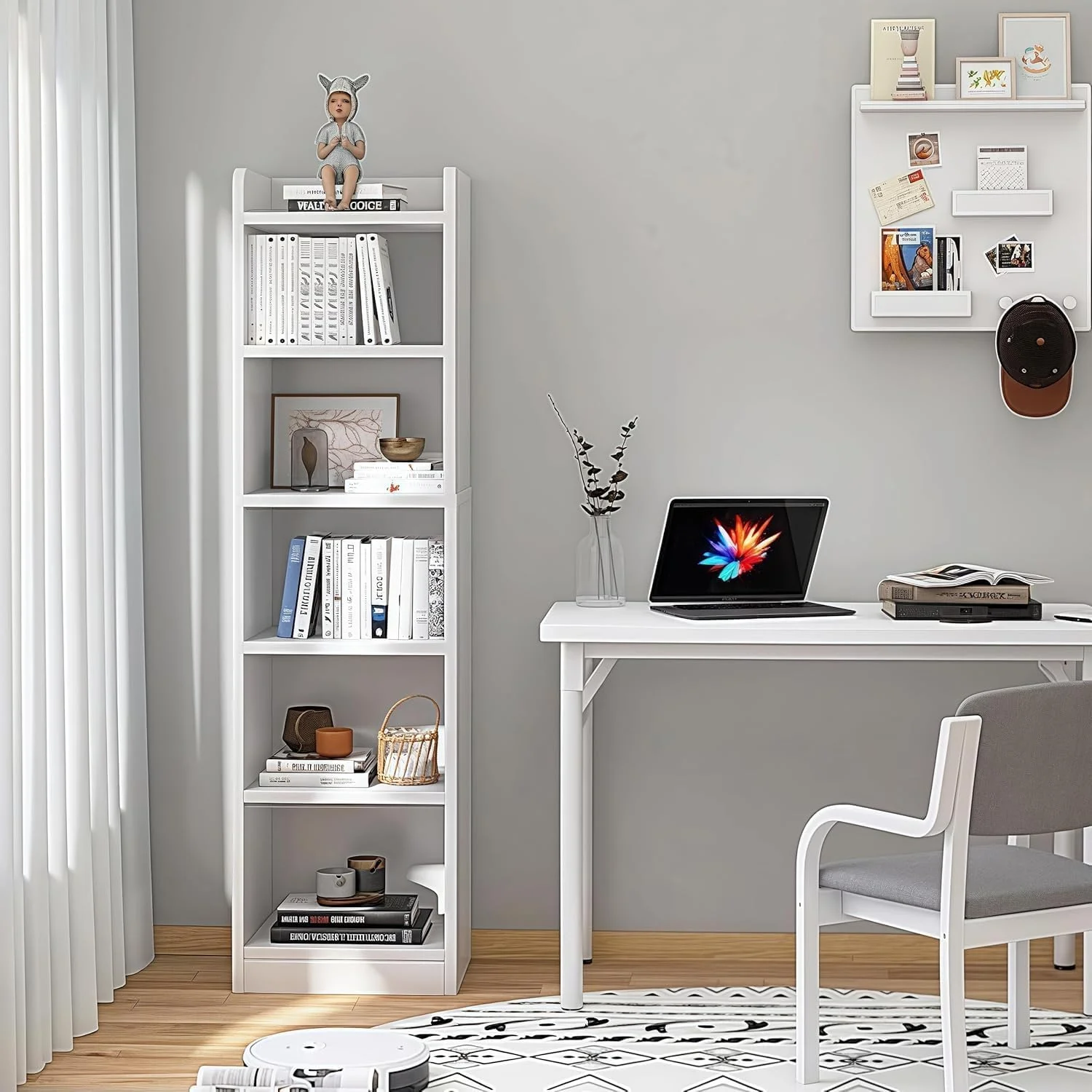 کتابخانه مدرن 6 طبقه LEDIN - قفسه کتاب باز صنعتی برای اتاق نشیمن، دفتر کار، اتاق خواب، سفید، مونتاژ آسان و طراحی صرفه جویی در فضا (سفید) کتابخانه مدرن 6 طبقه LEDIN - قفسه کتاب باز صنعتی برای اتاق نشیمن، دفتر کار، اتاق خواب، سفید، مونتاژ آسان و طراحی صرفه جویی در فضا (سفید)