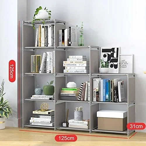 قفسه کتاب MOTIM، قفسه کتاب 3 ردیفه 4 طبقه، 9 مکعبی قابل تنظیم، قفسه ذخیره سازی پارچه ضد آب، کابینت ذخیره سازی چند منظوره (خاکستری) قفسه کتاب MOTIM، قفسه کتاب 3 ردیفه 4 طبقه، 9 مکعبی قابل تنظیم، قفسه ذخیره سازی پارچه ضد آب، کابینت ذخیره سازی چند منظوره (خاکستری)