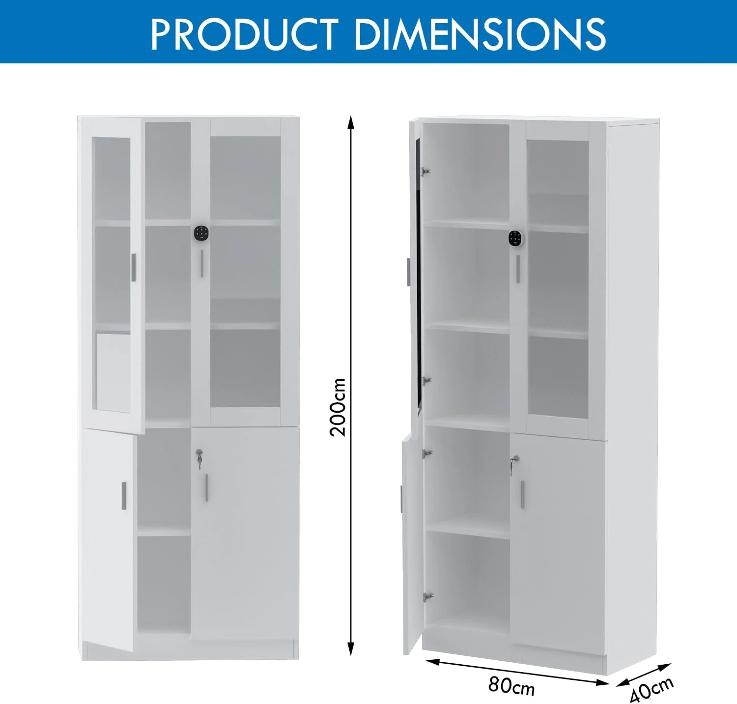 کتابخانه قدی مدل Carre 1123 Mahmayi با قفل دیجیتال، کتابخانه چوبی مستحکم و شیک مناسب برای خانه - سفید کتابخانه قدی مدل Carre 1123 Mahmayi با قفل دیجیتال، کتابخانه چوبی مستحکم و شیک مناسب برای خانه - سفید
