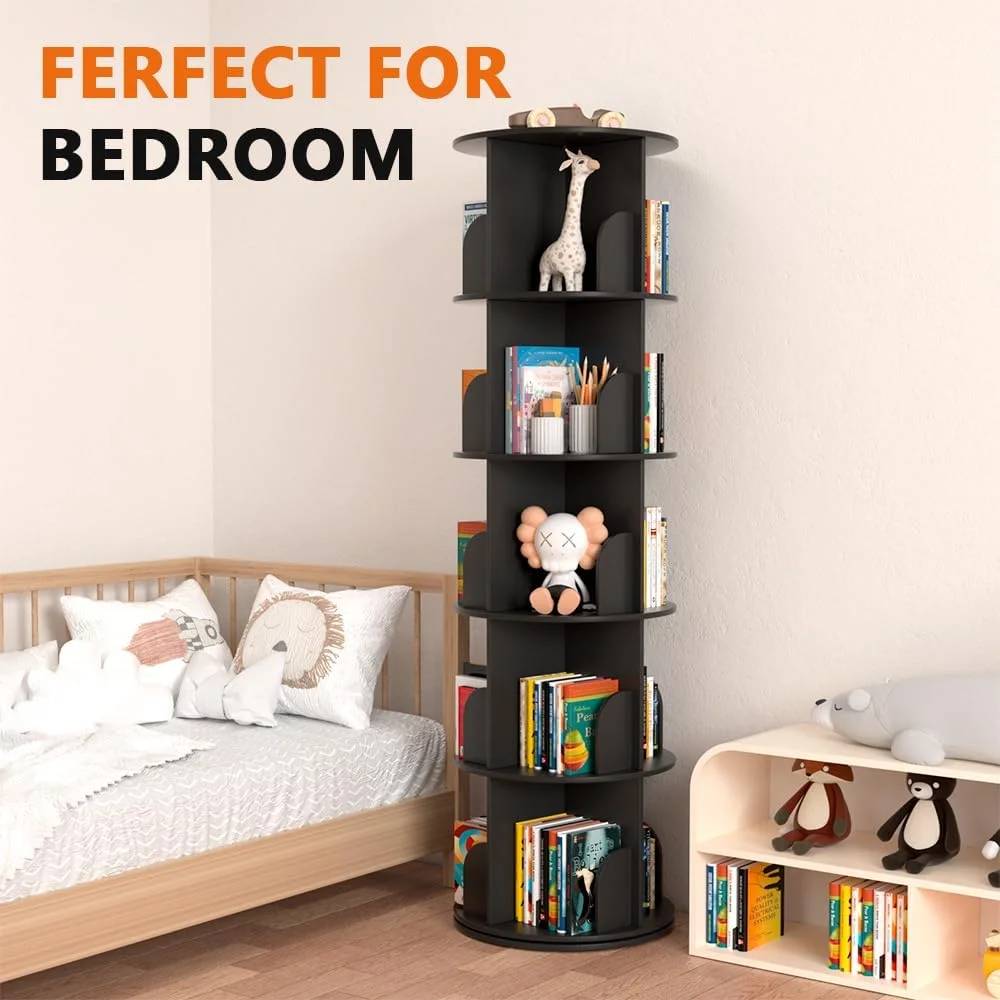 قفسه کتاب چرخشی نیدولت، برج قفسه کتاب گردان 5 طبقه، قفسه گردان 360 درجه، سازمان دهنده گرد عمودی گوشه ای برای فضای کوچک، مشکی قفسه کتاب چرخشی نیدولت، برج قفسه کتاب گردان 5 طبقه، قفسه گردان 360 درجه، سازمان دهنده گرد عمودی گوشه ای برای فضای کوچک، مشکی