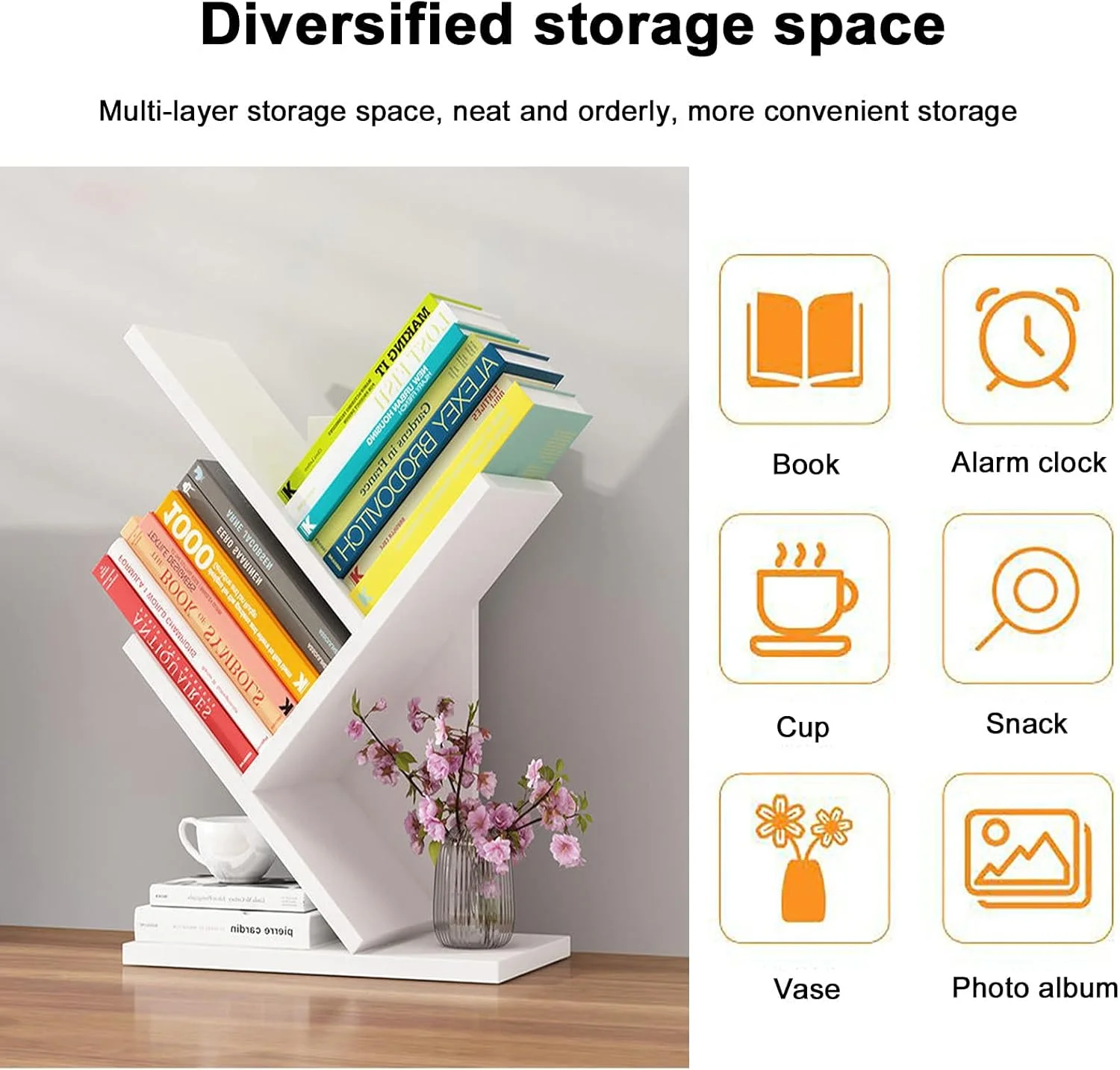 قفسه کتاب درختی رومیزی، قفسه ارگانایزر ذخیره سازی کتاب بامبو 3 طبقه، قفسه کتاب ایستاده زمینی، نگهدارنده کتاب، قفسه ذخیره سازی چوبی برای دفتر کار، خانه، مدرسه (31 * 17 * 40.5 سانتی متر) (زرد)