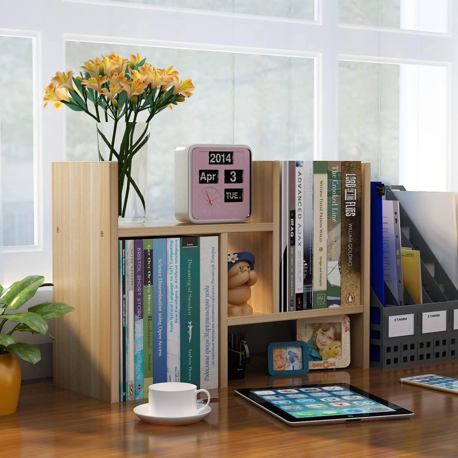 قفسه کتاب رومیزی بامبو، قفسه نمایشگر چوبی رومیزی قابل تنظیم، قفسه ذخیره سازی اداری رومیزی، قفسه کتاب رومیزی با طراحی آزاد (زرد) قفسه کتاب رومیزی بامبو، قفسه نمایشگر چوبی رومیزی قابل تنظیم، قفسه ذخیره سازی اداری رومیزی، قفسه کتاب رومیزی با طراحی آزاد (زرد)