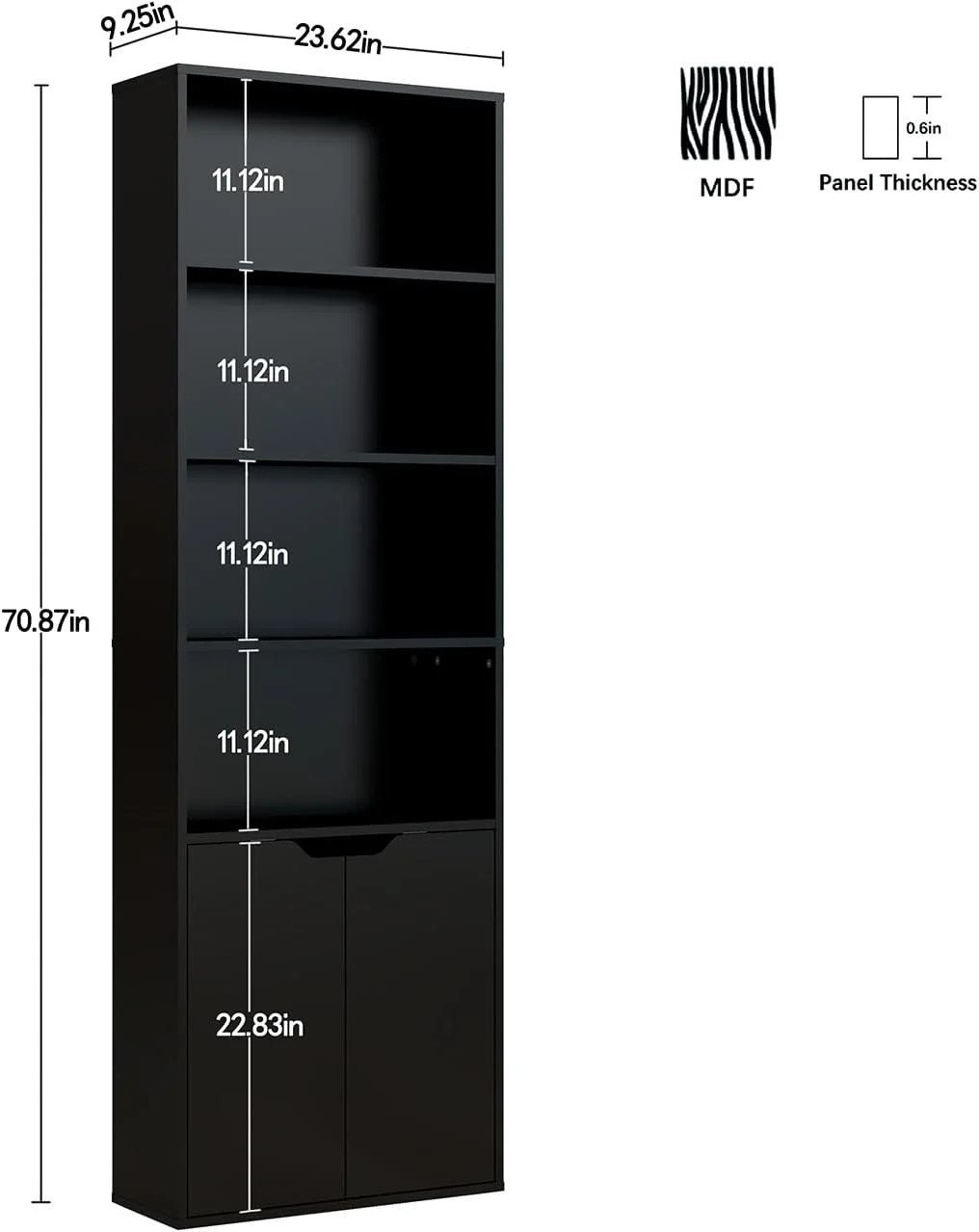 کتابخانه 6 طبقه پانانا با 2 درب، قفسه های مکعبی چوبی، کتابخانه بلند چوبی جامد، کمد نگهداری وسایل، واحد ایستاده نمایشگر (مشکی) کتابخانه 6 طبقه پانانا با 2 درب، قفسه های مکعبی چوبی، کتابخانه بلند چوبی جامد، کمد نگهداری وسایل، واحد ایستاده نمایشگر (مشکی)