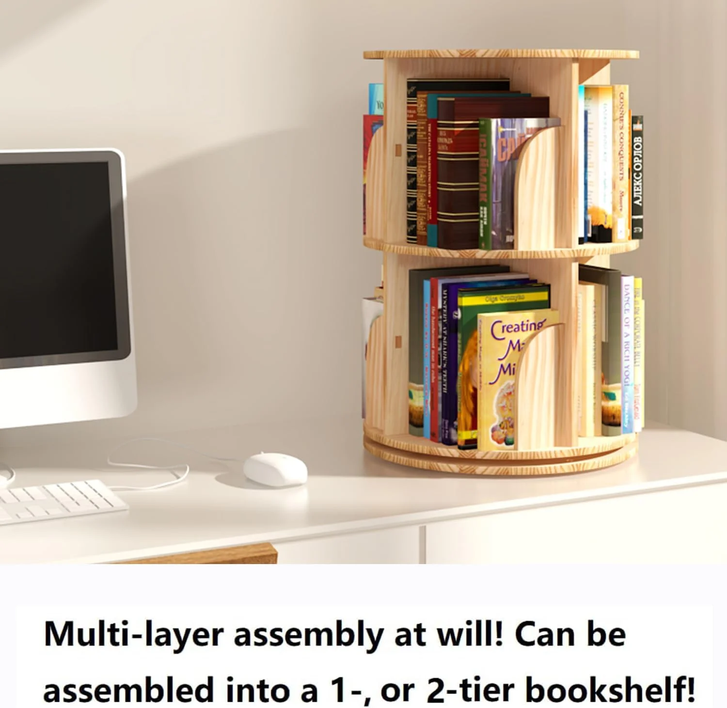 کتابخانه گردان پاهو، کتابخانه گوشه ای کوچک برای فضای کوچک، چوب جامد طبیعی 360 درجه، قفسه ذخیره سازی کتاب 2 طبقه ایستاده، سازمان دهنده باریک قفسه کتاب برای اتاق خواب، اتاق نشیمن کتابخانه گردان پاهو، کتابخانه گوشه ای کوچک برای فضای کوچک، چوب جامد طبیعی 360 درجه، قفسه ذخیره سازی کتاب 2 طبقه ایستاده، سازمان دهنده باریک قفسه کتاب برای اتاق خواب، اتاق نشیمن