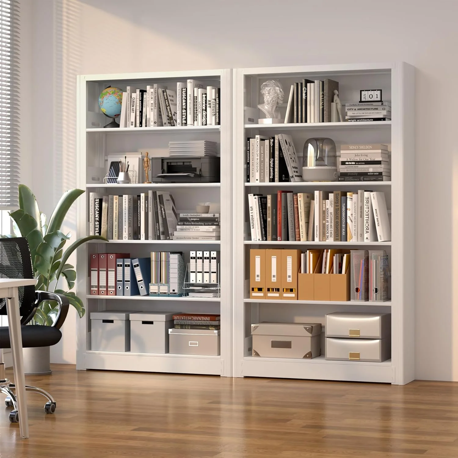 قفسه کتاب 5 طبقه OSEILLC، قفسه کتاب سفید با طبقات قابل تنظیم، قفسه کتاب فلزی، کتابخانه 69 اینچی برای اتاق نشیمن، کتابخانه، دفتر، اتاق خواب، شامل نگهدارنده کتاب، قفسه کتاب 36 اینچی قفسه کتاب 5 طبقه OSEILLC، قفسه کتاب سفید با طبقات قابل تنظیم، قفسه کتاب فلزی، کتابخانه 69 اینچی برای اتاق نشیمن، کتابخانه، دفتر، اتاق خواب، شامل نگهدارنده کتاب، قفسه کتاب 36 اینچی