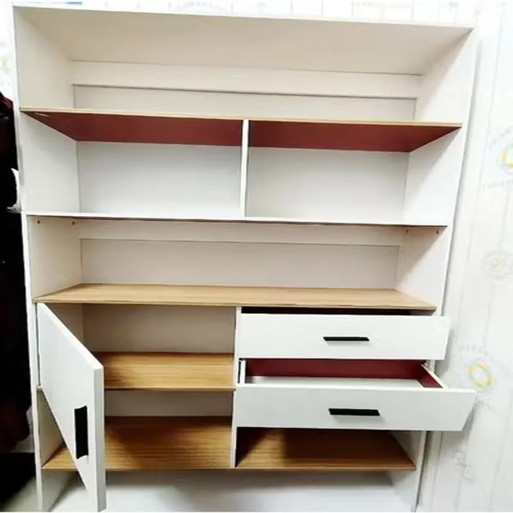 کتابخانه چوبی چند منظوره چند طبقه RAFFINE، قفسه نمایش بزرگ با کشو، قفسه کتاب ایستاده عمودی برای اتاق نشیمن، دفتر کار خانگی - 102x24x181 سانتی متر کتابخانه چوبی چند منظوره چند طبقه RAFFINE، قفسه نمایش بزرگ با کشو، قفسه کتاب ایستاده عمودی برای اتاق نشیمن، دفتر کار خانگی - 102x24x181 سانتی متر