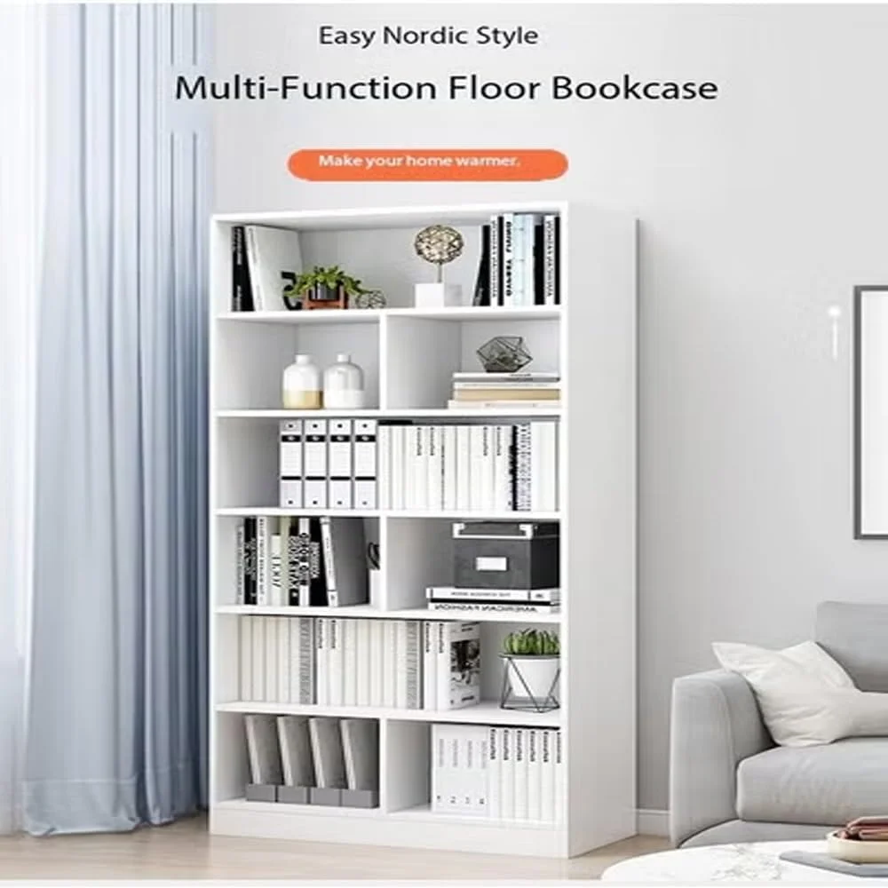 قفسه کتاب 5 طبقه قابل تنظیم رافین - قفسه نمایش کتاب بلند مدرن، قفسه نگهداری با سبک خلاقانه، مبلمان چوبی ضخیم 15 میلی متری برای اتاق خواب، اتاق نشیمن و دفتر کار خانگی، 60x24x180 سانتی متر قفسه کتاب 5 طبقه قابل تنظیم رافین - قفسه نمایش کتاب بلند مدرن، قفسه نگهداری با سبک خلاقانه، مبلمان چوبی ضخیم 15 میلی متری برای اتاق خواب، اتاق نشیمن و دفتر کار خانگی، 60x24x180 سانتی متر