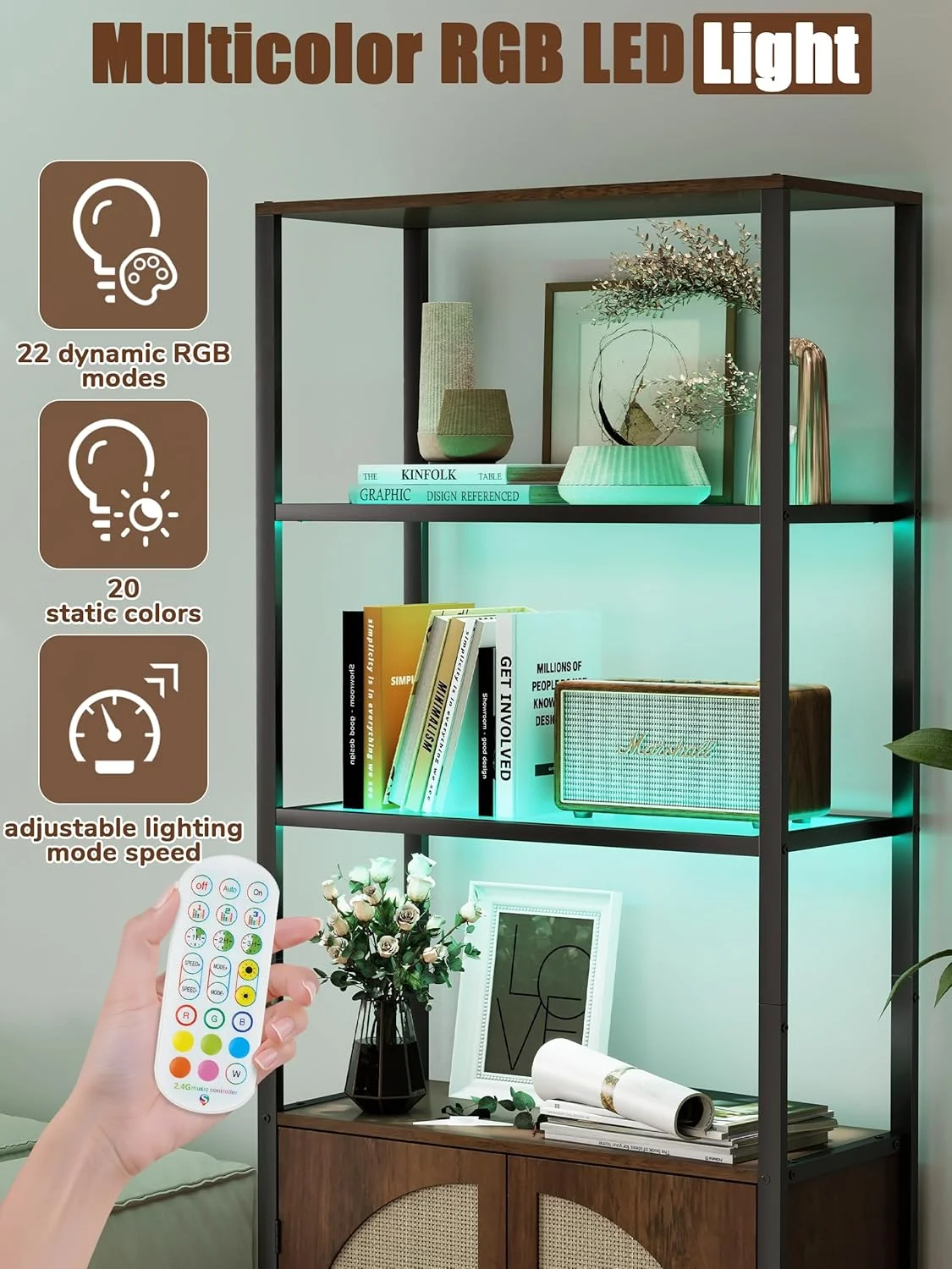 کتابخانه 5 طبقه حصیری Qriocioa با نورپردازی، 180 سانتی متر ارتفاع، قفسه کتاب بزرگ با درها، قفسه قابل تنظیم، کابینت ذخیره سازی مناسب خانه، اتاق نشیمن، اتاق خواب، دفتر کار، آشپزخانه کتابخانه 5 طبقه حصیری Qriocioa با نورپردازی، 180 سانتی متر ارتفاع، قفسه کتاب بزرگ با درها، قفسه قابل تنظیم، کابینت ذخیره سازی مناسب خانه، اتاق نشیمن، اتاق خواب، دفتر کار، آشپزخانه