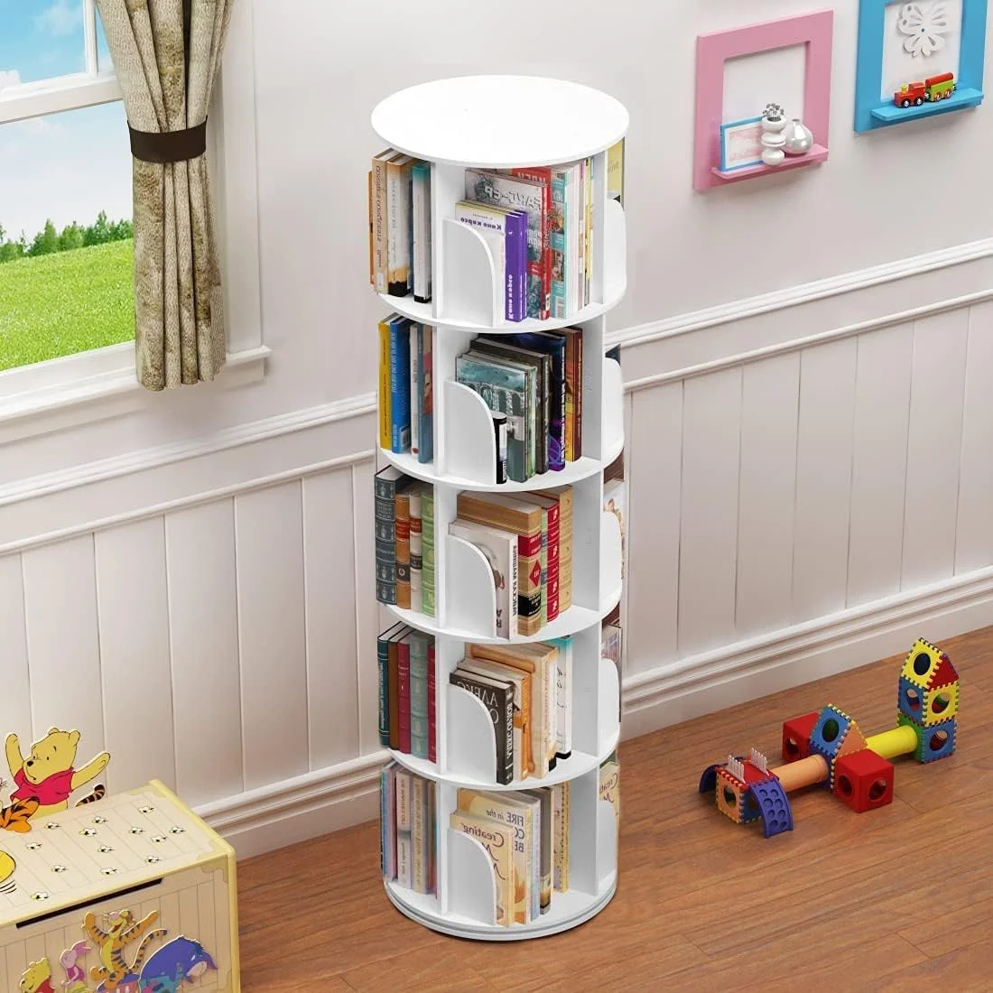 قفسه کتاب چرخشی DEONG، قفسه کتاب چند منظوره خانگی با قابلیت چرخش 360 درجه، قفسه نمایش و سازمان دهنده کتاب ایستاده برای اتاق نشیمن و اتاق مطالعه (5 طبقه) قفسه کتاب چرخشی DEONG، قفسه کتاب چند منظوره خانگی با قابلیت چرخش 360 درجه، قفسه نمایش و سازمان دهنده کتاب ایستاده برای اتاق نشیمن و اتاق مطالعه (5 طبقه)