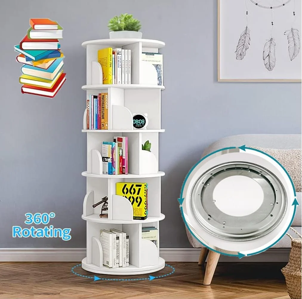 قفسه کتاب چرخشی DEONG، قفسه کتاب چند منظوره خانگی با قابلیت چرخش 360 درجه، قفسه نمایش و سازمان دهنده کتاب ایستاده برای اتاق نشیمن و اتاق مطالعه (5 طبقه) قفسه کتاب چرخشی DEONG، قفسه کتاب چند منظوره خانگی با قابلیت چرخش 360 درجه، قفسه نمایش و سازمان دهنده کتاب ایستاده برای اتاق نشیمن و اتاق مطالعه (5 طبقه)