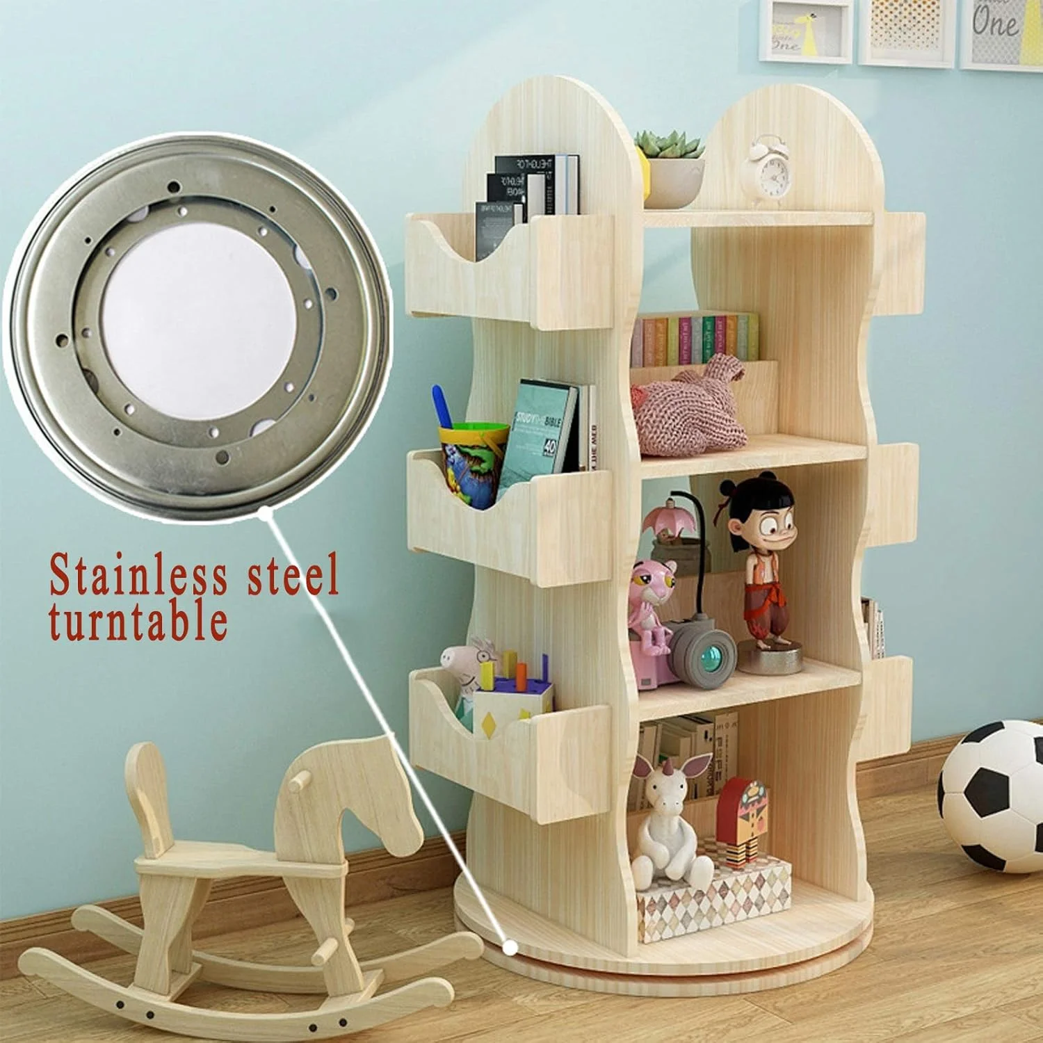 قفسه کتاب گردان، قفسه ساده، قفسه کتاب تصویری کودکان، قفسه کتاب اتاق نشیمن، قفسه صرفه جویی در فضای کف خانه، بژ