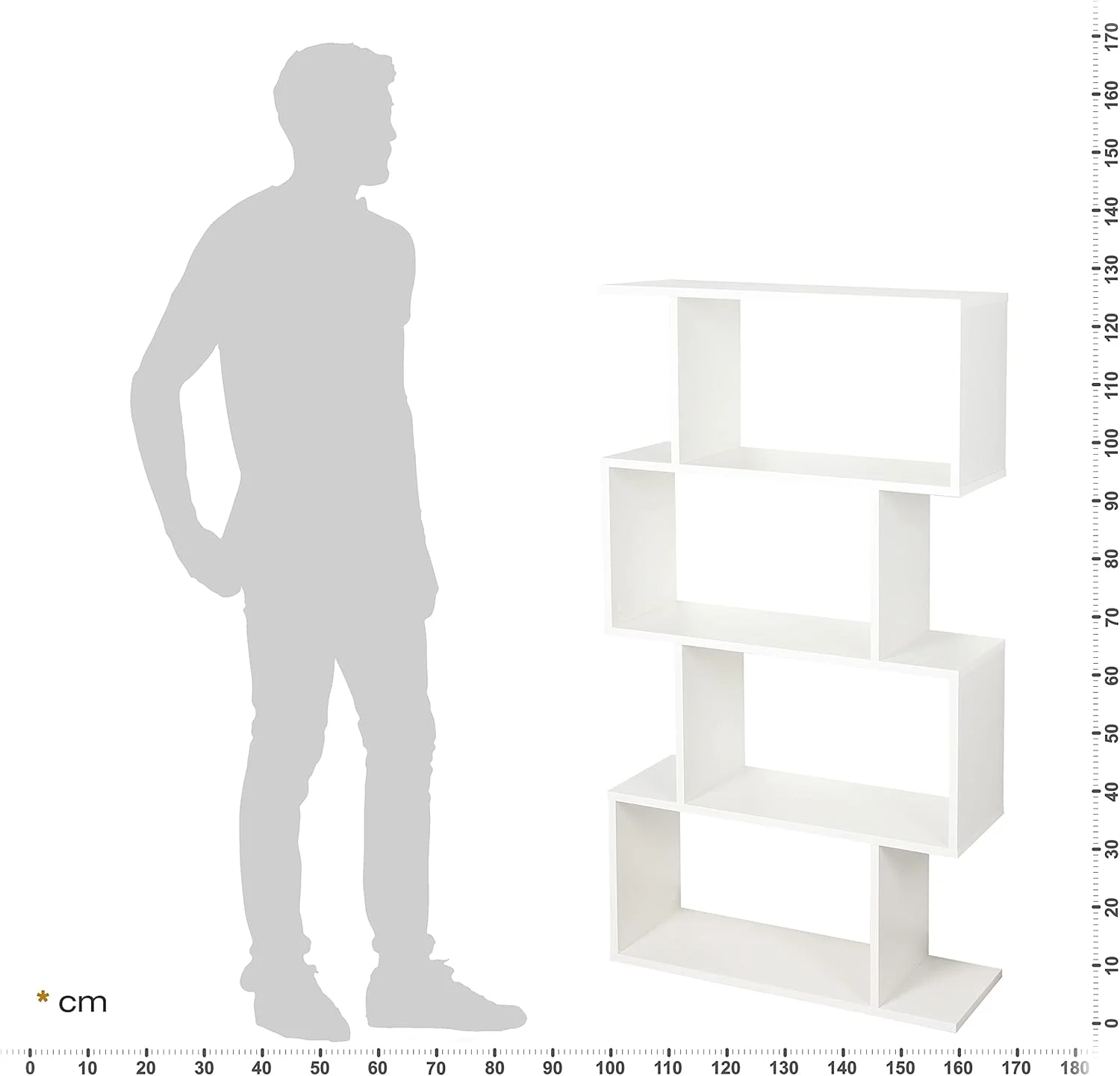 قفسه ایستاده ریکو WM071-WM، ابعاد 129x70x25 سانتی متر، سفید مات، کتابخانه چوبی، قفسه دیواری، باریک برای دفتر کار، قفسه های کوچک