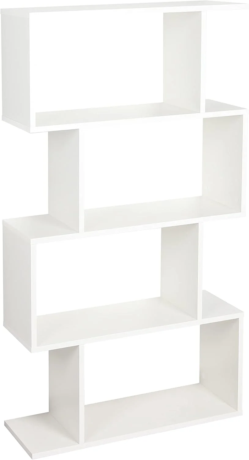 قفسه ایستاده ریکو WM071-WM، ابعاد 129x70x25 سانتی متر، سفید مات، کتابخانه چوبی، قفسه دیواری، باریک برای دفتر کار، قفسه های کوچک